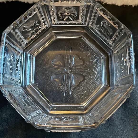 Vintage Imperial Glass Clear Octagon Butterpat Patterned Candy dish. - Picture 6 of 6